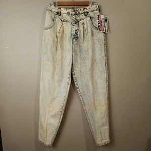 NWT Vintage Britannia Womens Size 14 Acid Wash Distressed High Rise Mom Jeans